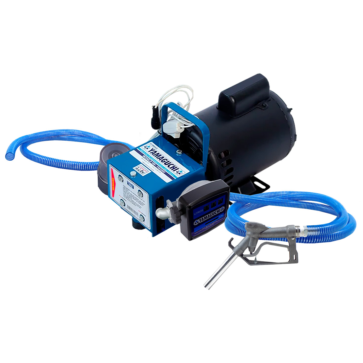 Bomba de combustible eléctrica 220 volt 45 Lpm. Con medidor , manguera y pistola